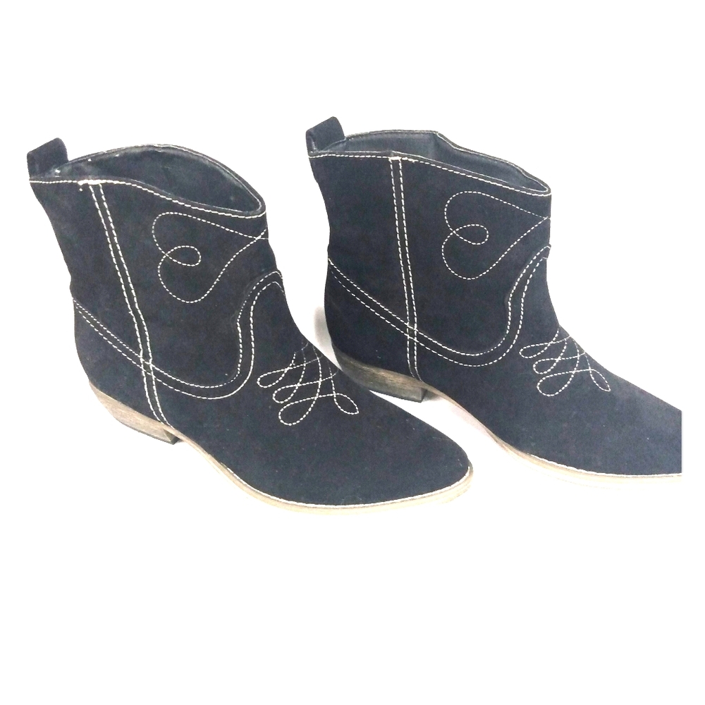 Bucco Capensis Black Western Ankle Boots Women's S